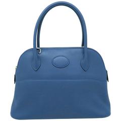 Hermes Bolide 27 Bleu Orage Blue Swift Leather Top Handle Bag