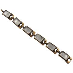 French Mid Century Modern Bronze & Enamel Link Bracelet by St Luc 4