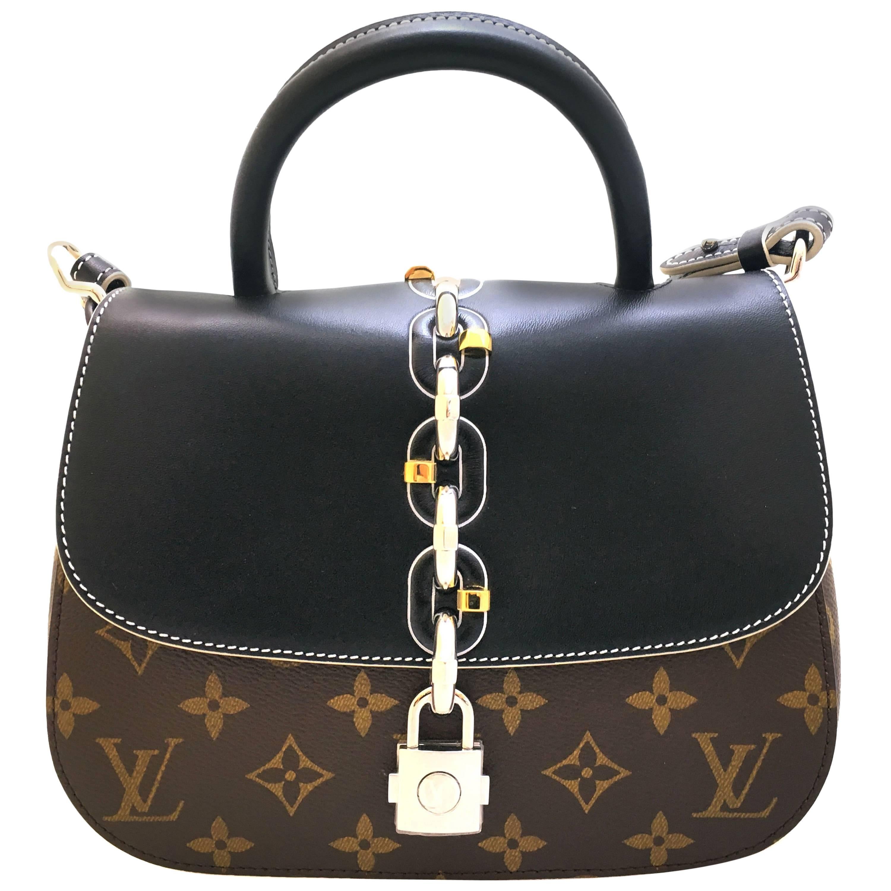 Louis Vuitton Chain It PM Black and Brown Monogram Canvas Top Handle Bag For Sale