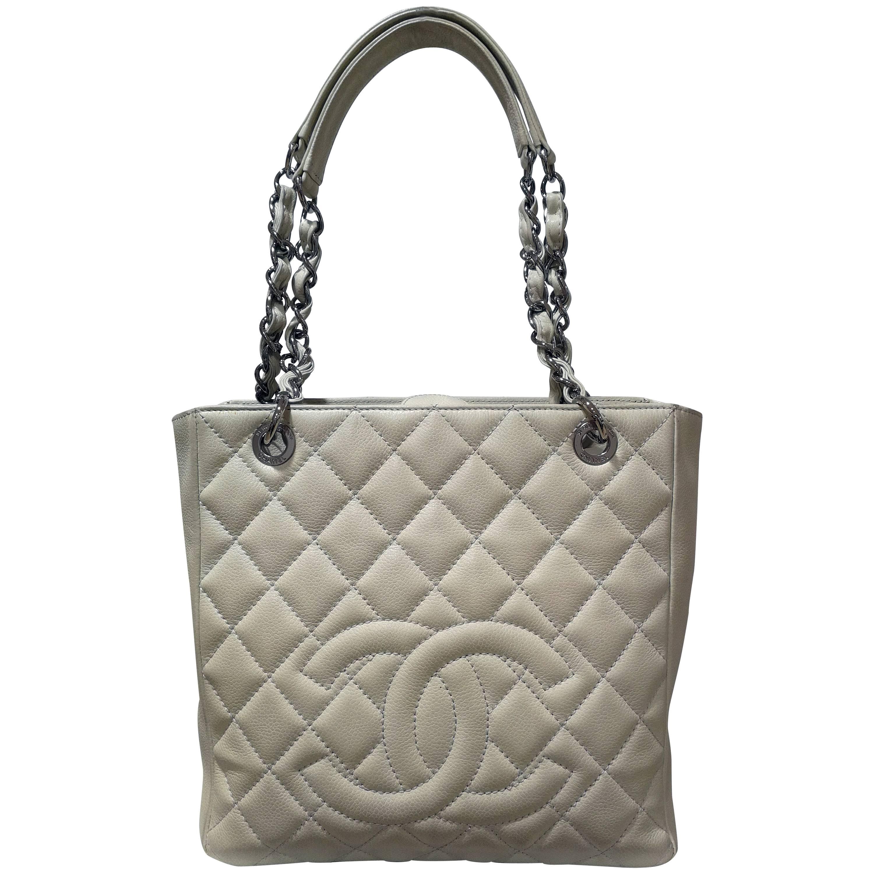 Chanel white silver hardware shoulder bag