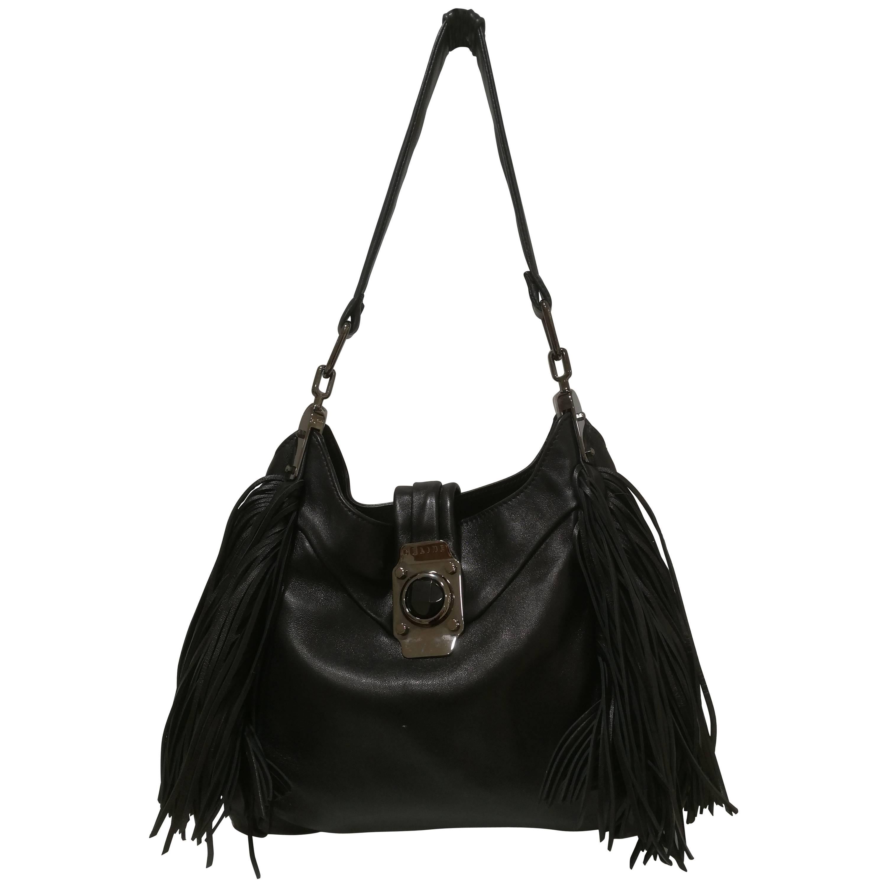 Celine black leather with Fringes Bag at 1stDibs | celine fringe bag ...