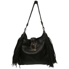 Celine black leather with Fringes Bag