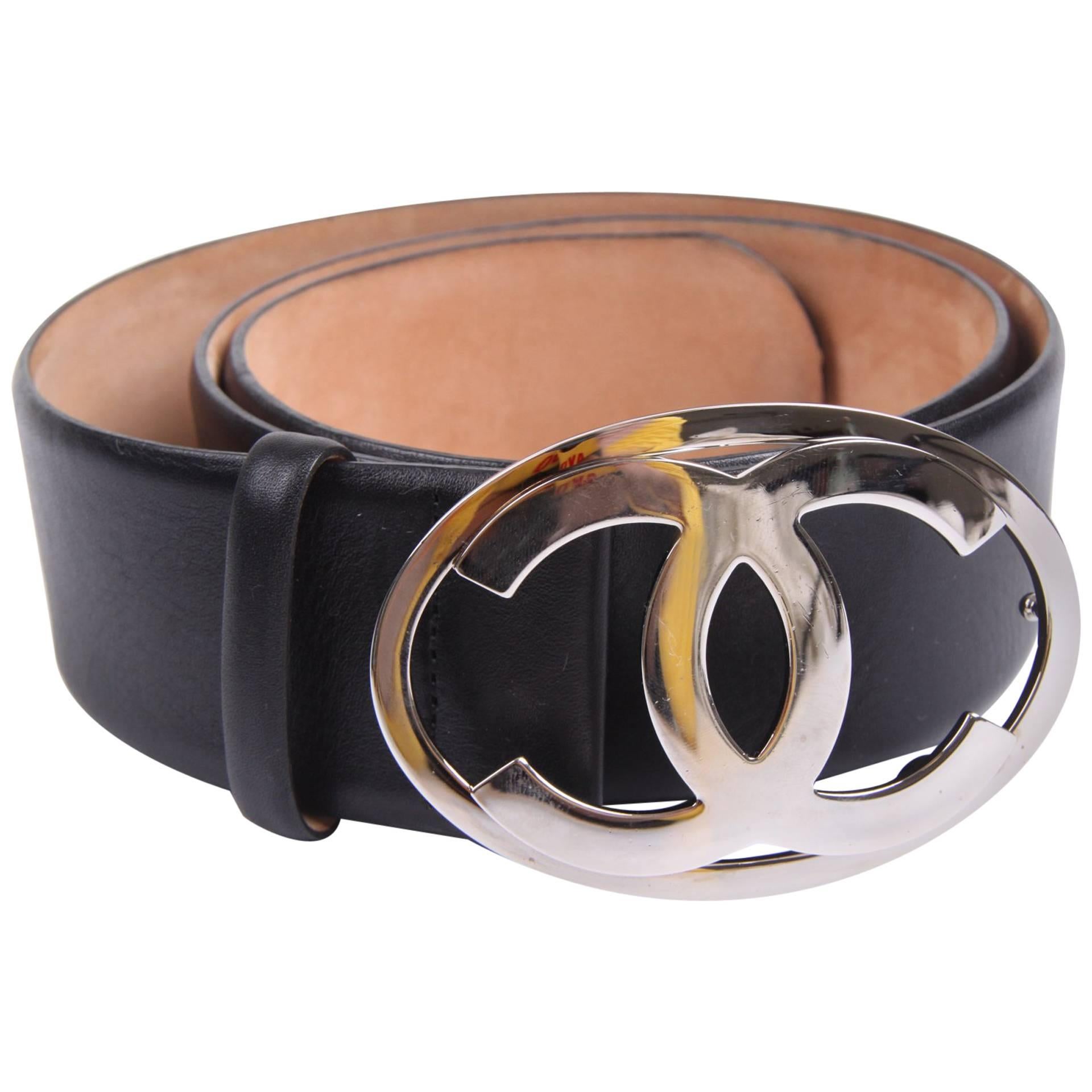 Chanel Leather Belt - black/silver