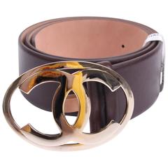 Chanel Leather Belt - dark brown/silver 