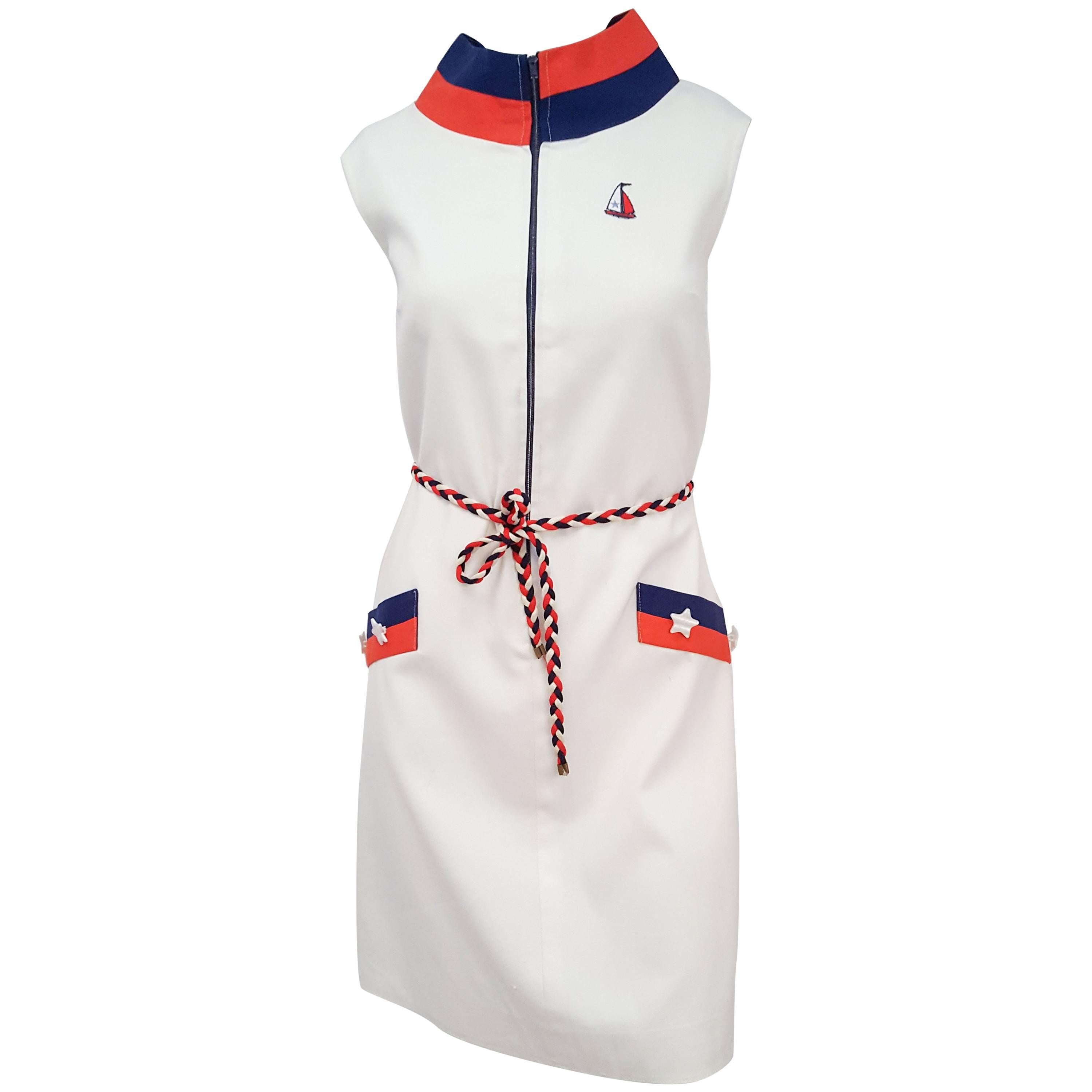 1960s Sailor Red, White, & Blue Mod Dress