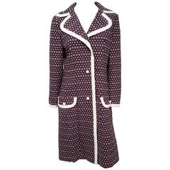 Vintage 1960s Lilli Ann Purple Coat w/ White Contrast Trim 