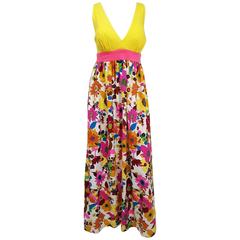 1960s Flower Print Maxi Dress