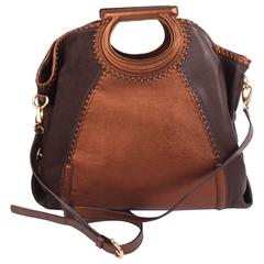 Salvatore Ferragamo Leather Top Handle Bag - brown/metallic brown 8