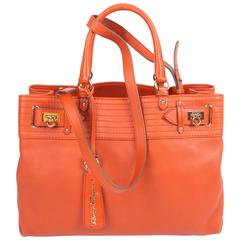 Salvatore Ferragamo Leather Buckled Tote Bag Visone - orange 