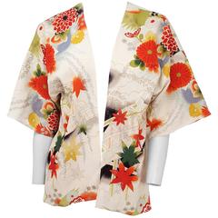 Kimono Print Crepe Short Jacket