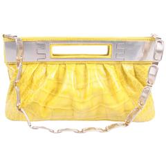Versace Leather Clutch Croco Print - yellow 2008 12