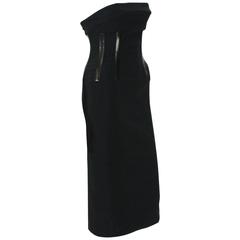 TOM FORD for GUCCI S/S 2001 Corset Leather Detail Cocktail Black Dress 40 - 2/4 12