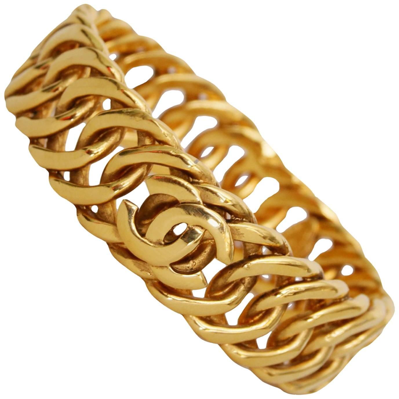 Chanel Gold-tone Chain Bracelet, 1990s  For Sale