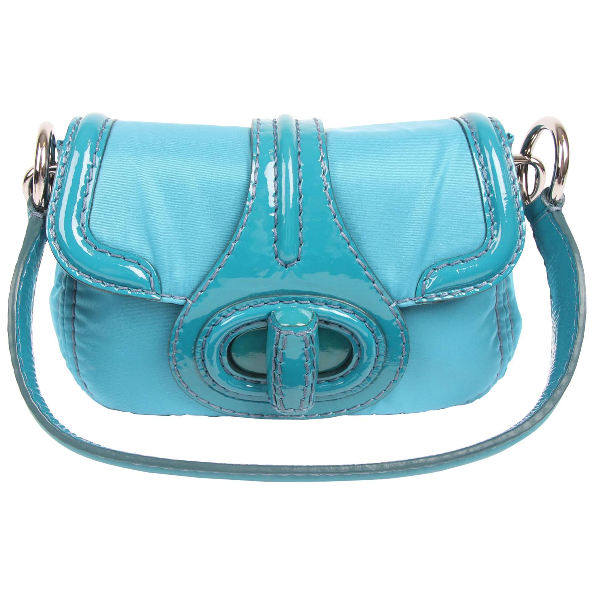 Prada Pattina Sottospalla Handbag - turquoise
