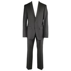 BURBERRY LONDON 40 Regular Black Solid Wool Blend 34 34 Suit