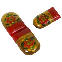 Art Deco Bakelite Reverse Carved Dress Set 1