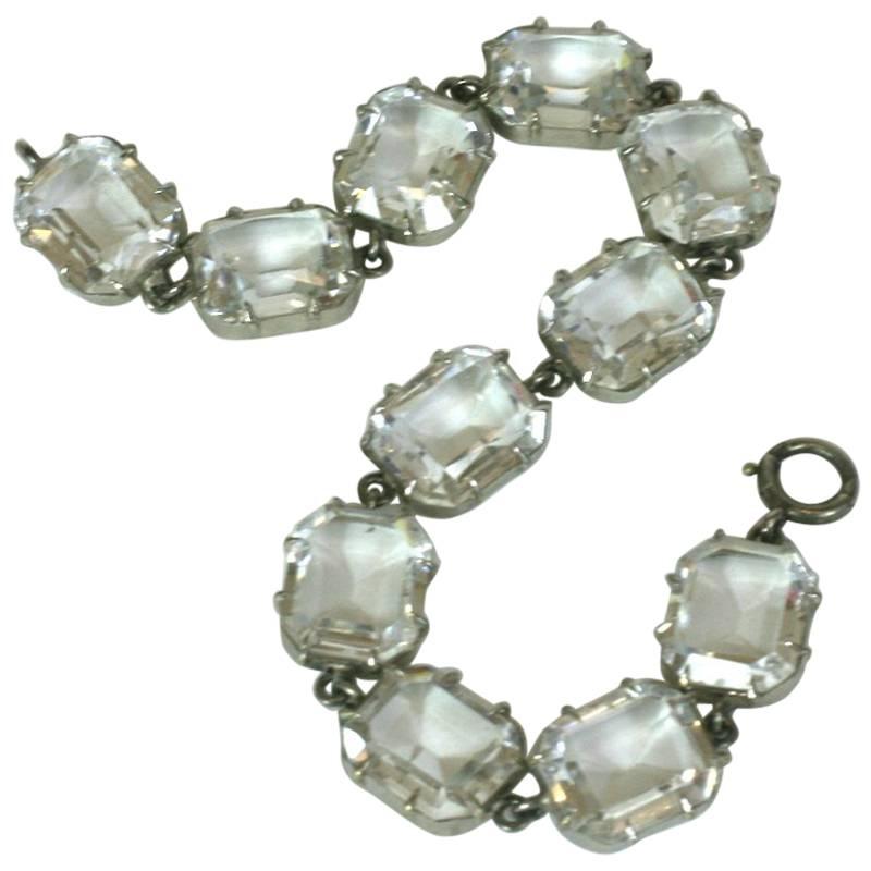 Art Deco Crystal Paste Link Bracelet For Sale