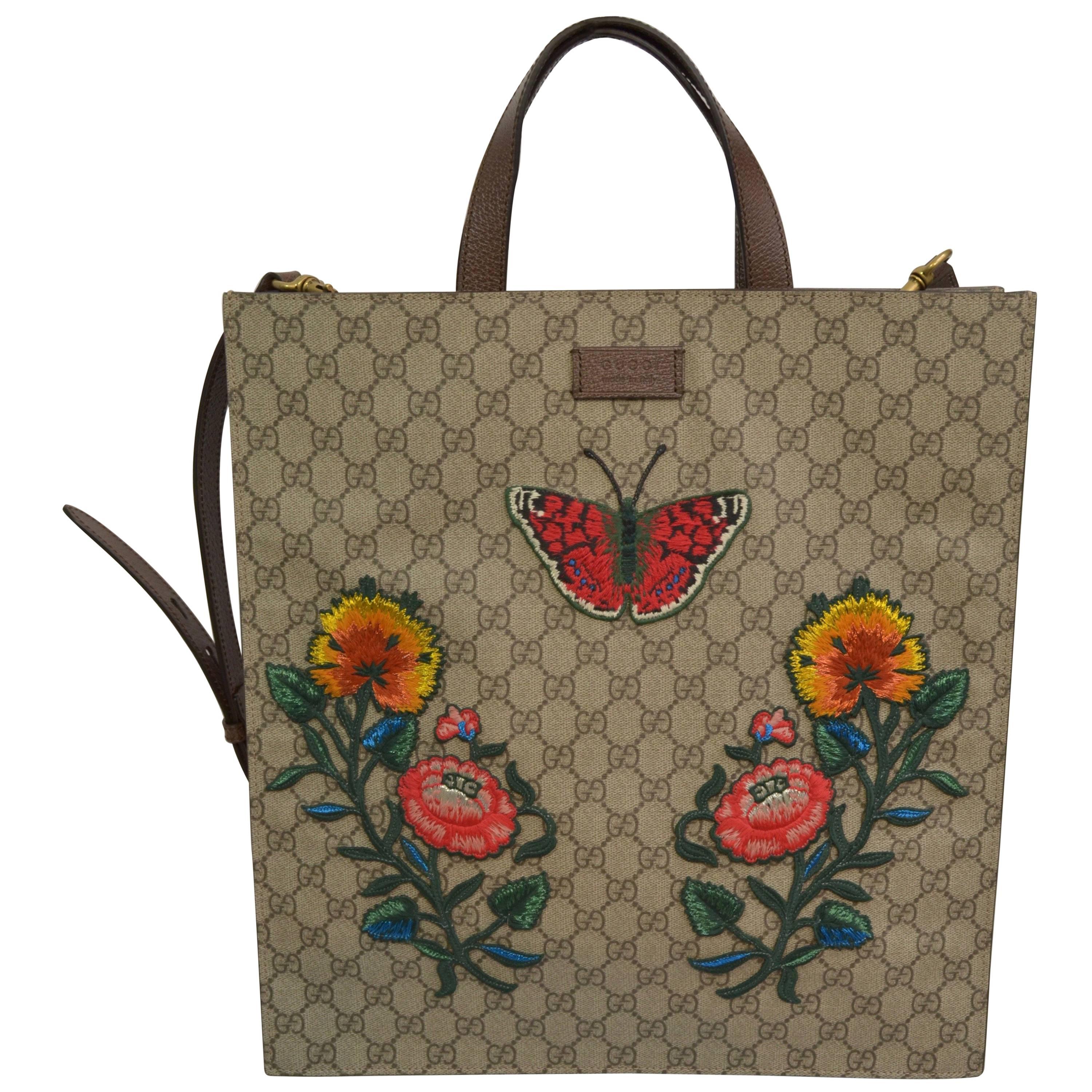 Gucci Supreme Embroidered Butterfly Tote 2016/7