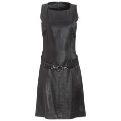 1980's Paco Rabanne Black Silk Belted Mini Dress 12