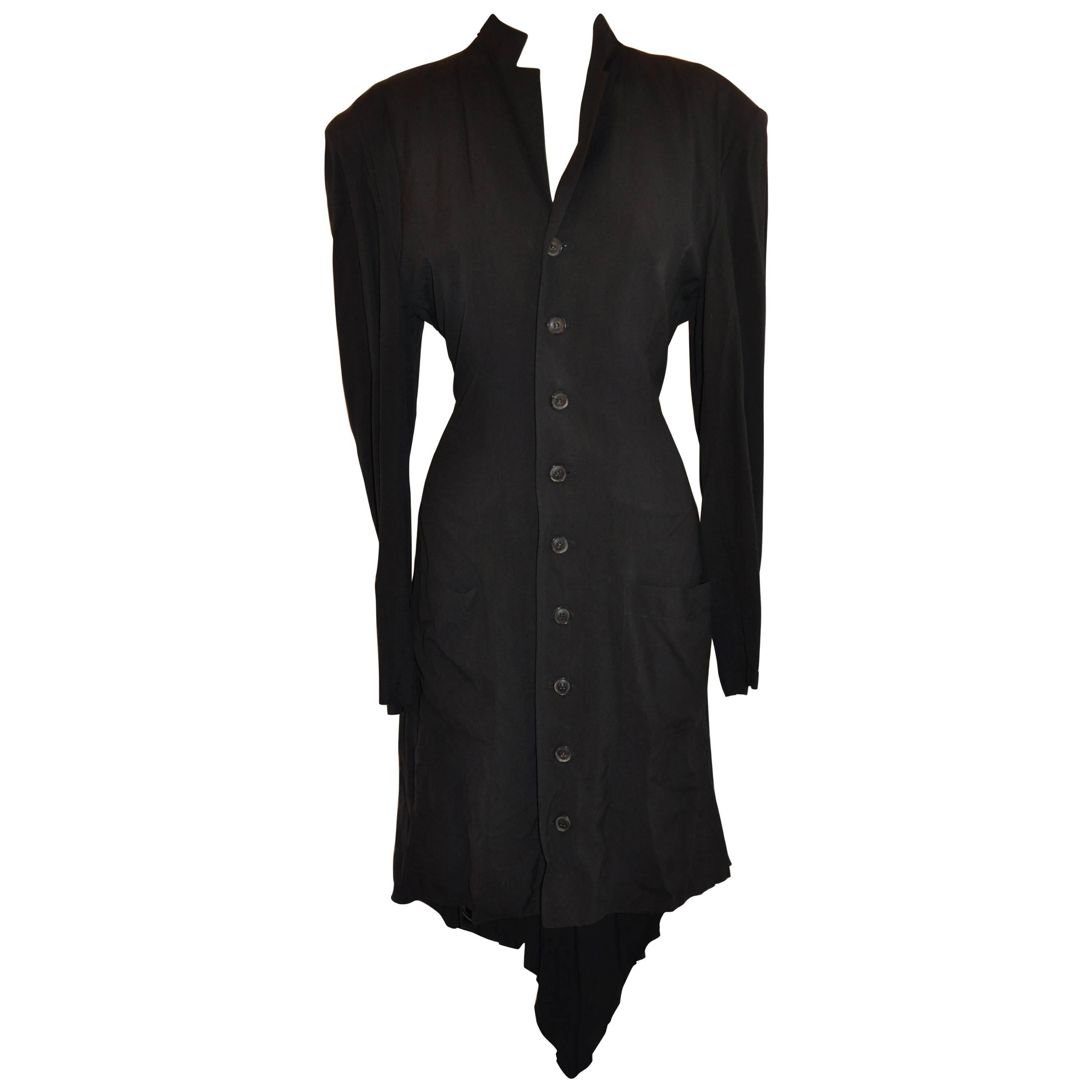 Yoji Yamamoto "Gothic Collection" Black Deconstructed Button Coat/Dress For Sale