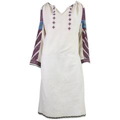 Vintage Eastern European Hand Embroidered Linen Dress