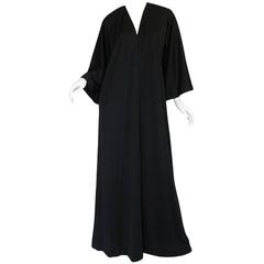 Vintage 1970s Halston Simple & Chic Black Jersey Caftan Dress