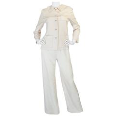 Fall 1977 Christian Dior Haute Couture Cream Silk Suit 10