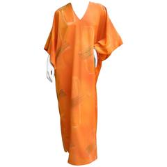 Reserved Sale Pending Chic Tangerine Caftan Lounge Gown for Neiman Marcus c 1990