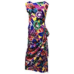 80s Oscar De La Renta floral print sik dress 12