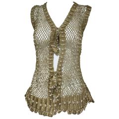 1970s gold mesh vest