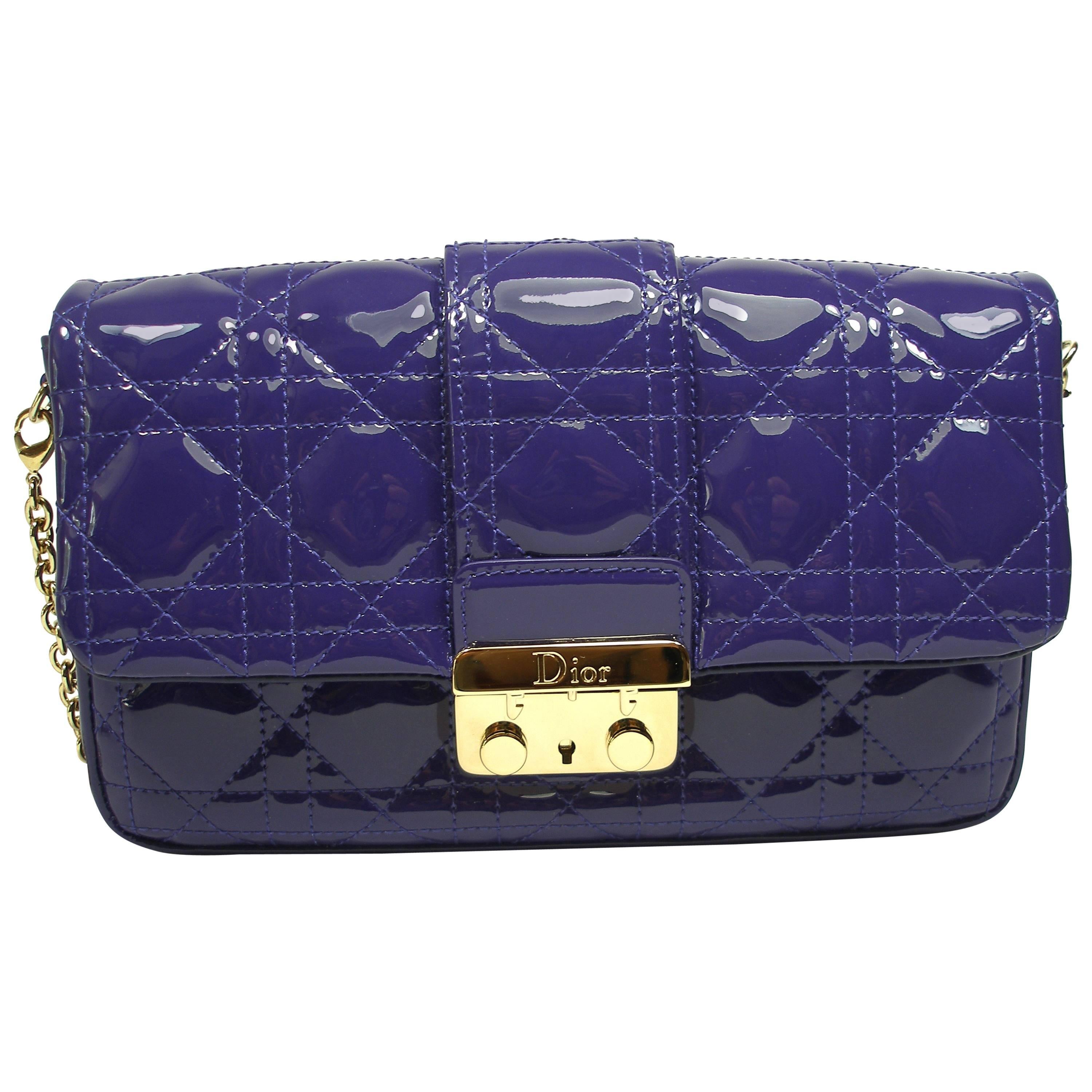 DIOR NEW LOCK Pouch in Violet patent leather and gold Hadware / BRAND NEW 