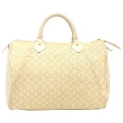 Louis Vuitton Speedy 30 White Dune Mini Monogram Lin Hand Bag