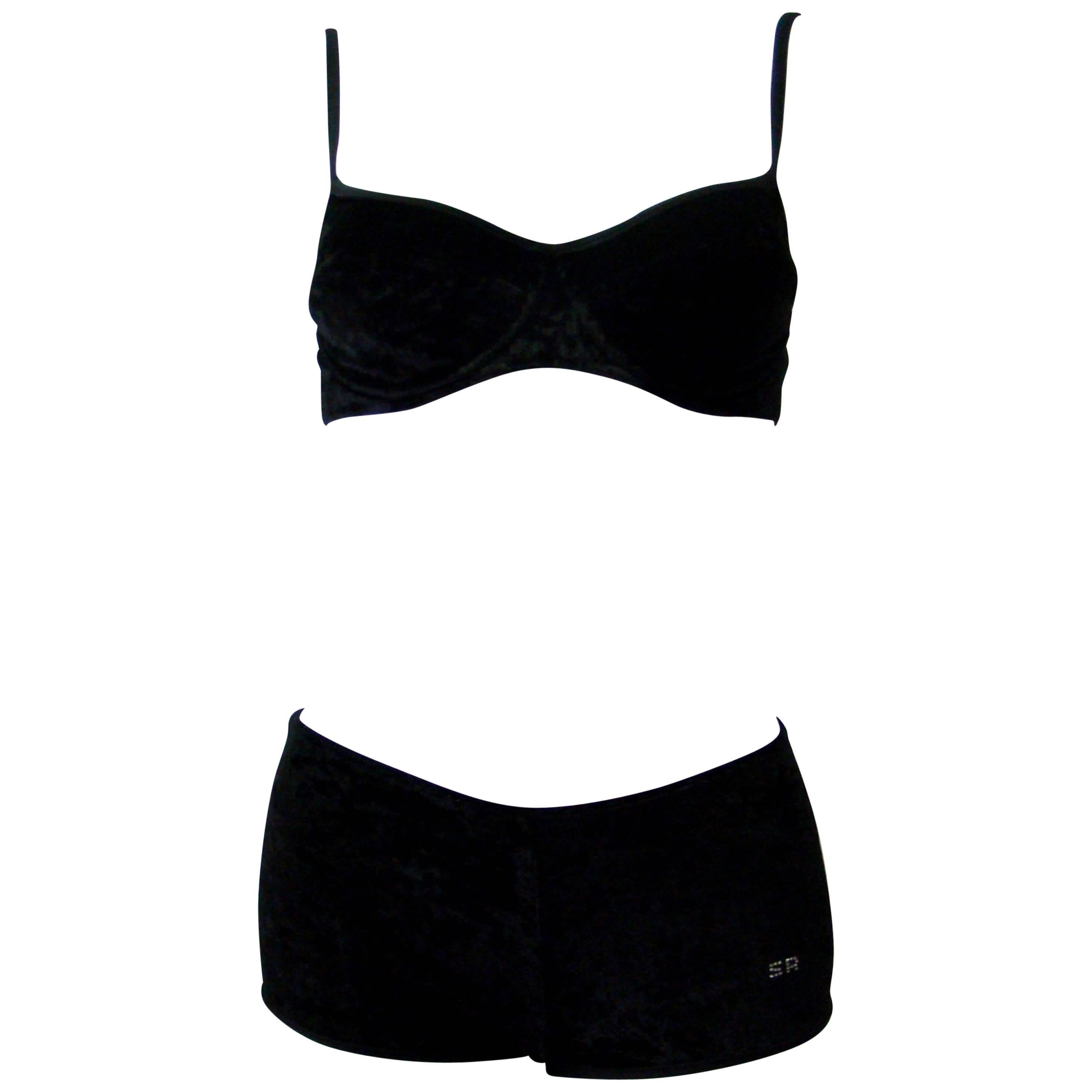 Sonia Rykiel Black Velvet Separate Swimwear  For Sale