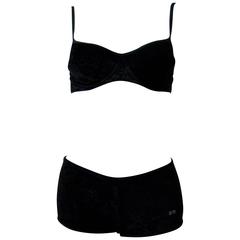 Sonia Rykiel Black Velvet Separate Swimwear 10