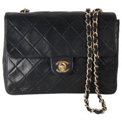 Chanel Vintage Black QUILTED Leather Mini 20cm Flap Bag CrossBody 8
