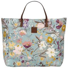 Gucci Blue with Multi Coloured Floral Printed Canvas Tote Bag