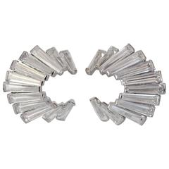 Cubic Zirconia Baguette Taper Clip Earrings