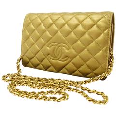 Chanel 3way Gold Lambskin WOC Wallet on Chain Crossbody Clutch Purse