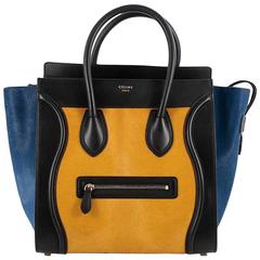 Celine Tricolor Luggage Handbag Pony Hair and Leather Mini