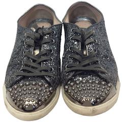 Miu Miu Silver Sequin Sneakers 7