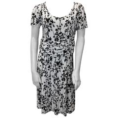 Celine Black and White Leaf Print Dress 5