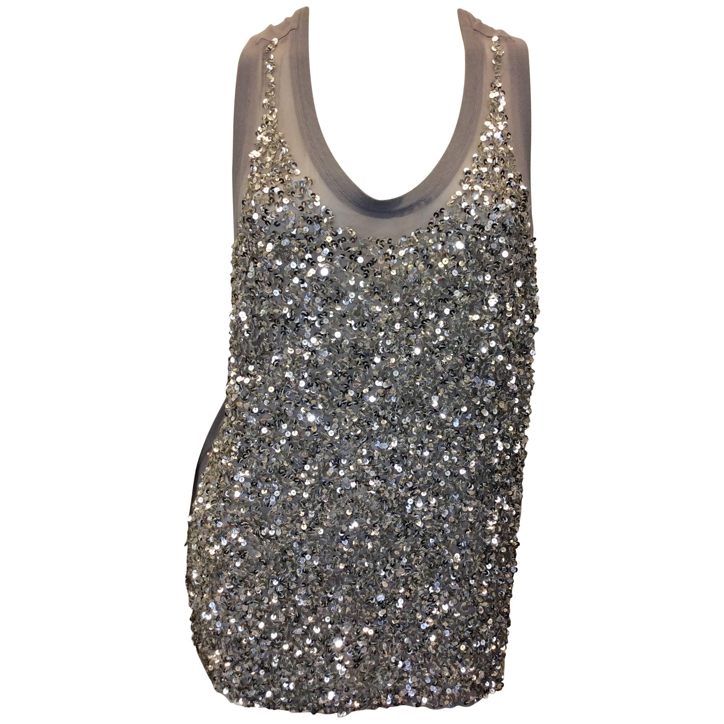 Stella McCartney Sequined Grey Tank For Sale