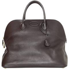 Hermes Brown Clemence Leather 45cm Travel Bolide Bag 