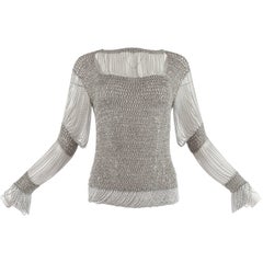 Loris Azzaro 1970 silver chain and lurex knit evening sweater