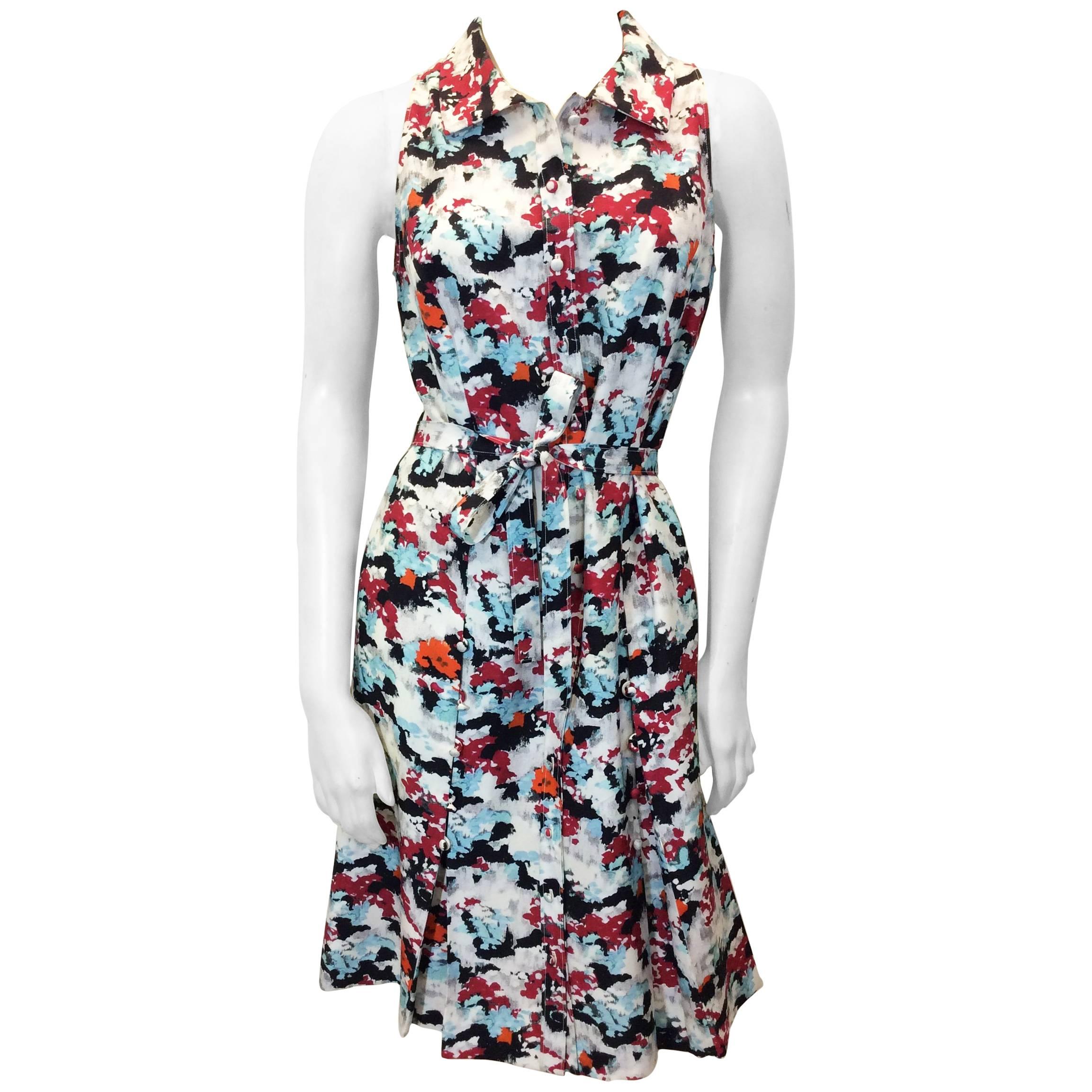 Carolina Herrera Abstract Printed Day Dress For Sale