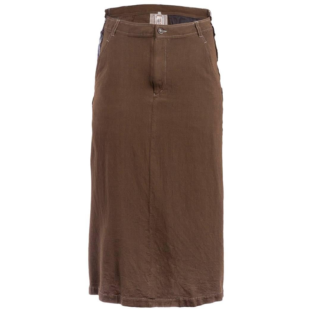 1990's Comme des Garçons Washed Wool Khaki Pencil Skirt For Sale at ...