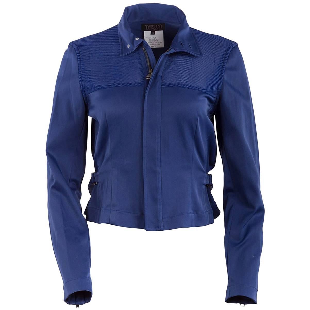 1980's Matsuda Cobalt Blue Fitted Moto Jacket For Sale