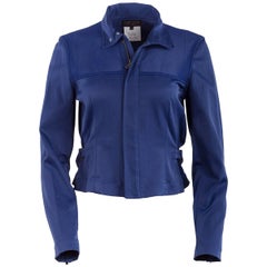 Retro 1980's Matsuda Cobalt Blue Fitted Moto Jacket