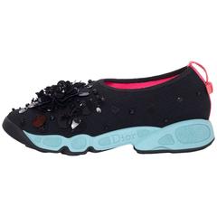 Christian Dior Black and Blue Beaded Fusion Sneakers Sz 38.5 w/ Box 3