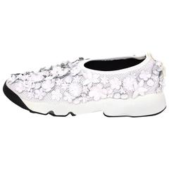Christian Dior White Perforated Floral Fusion Sneakers Sz 39 8